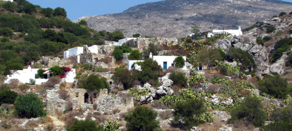 The mountainous villages of Tholaria, Lagada and Potamos