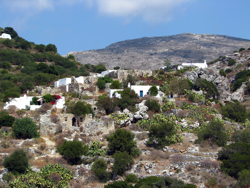 The mountainous villages of Tholaria, Lagada and Potamos